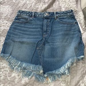 💙DENIM FRAYED HIGH WAIST MINI SKIRT 🌻
